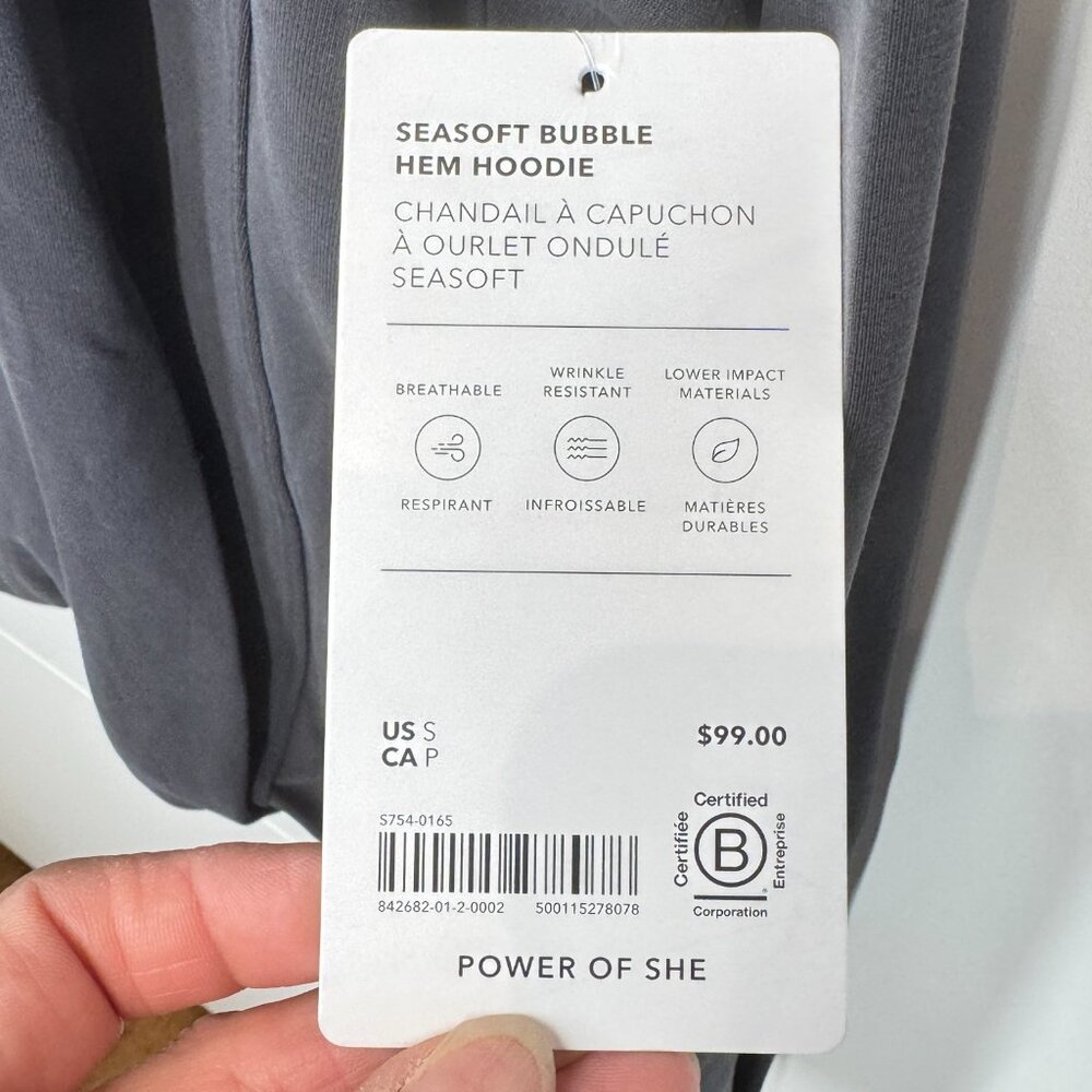 NWT Athleta Seasoft Bubble Hem Hoodie Sweatshirt in Black - Picture 7 of 11